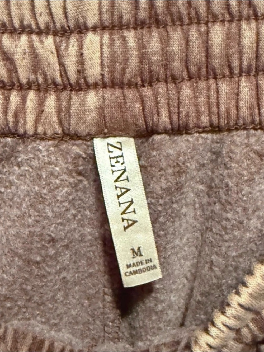 Zenana Acid Wash Fleece Palazzo Sweatpants with Pockets Brown Medium - Picture 3 of 3